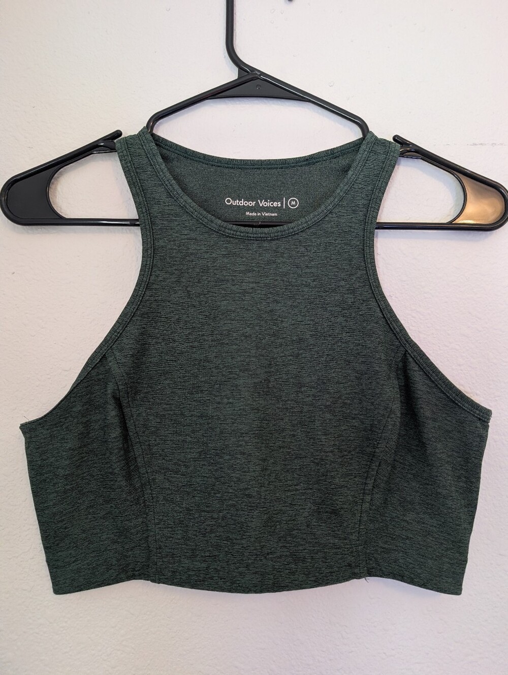 Outdoor Voices Heather Forest Green Cropped Sports Tank